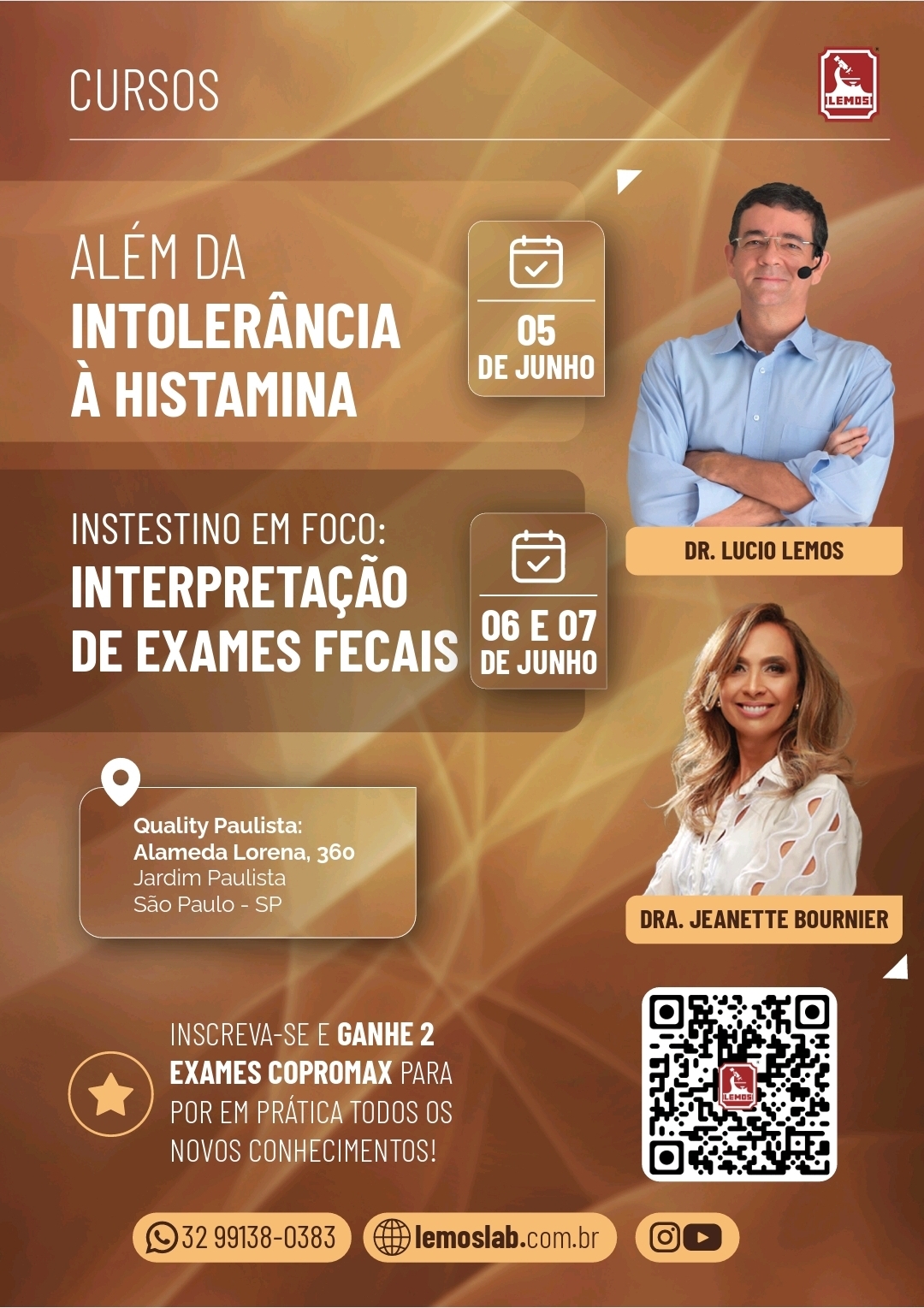 Curso: Além da intolerância à histamina e Intestino em Foco: Microbioma e Interpretação de Exames Fecais 05, 06 e 07 de Junho – São Paulo – SP